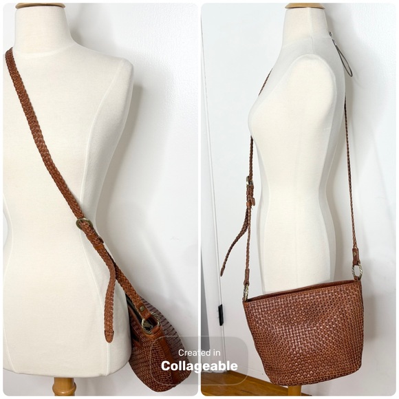 Patricia Nash Banyoles Woven Leather Crossbody Bag Cognac Brown - Picture 2 of 8